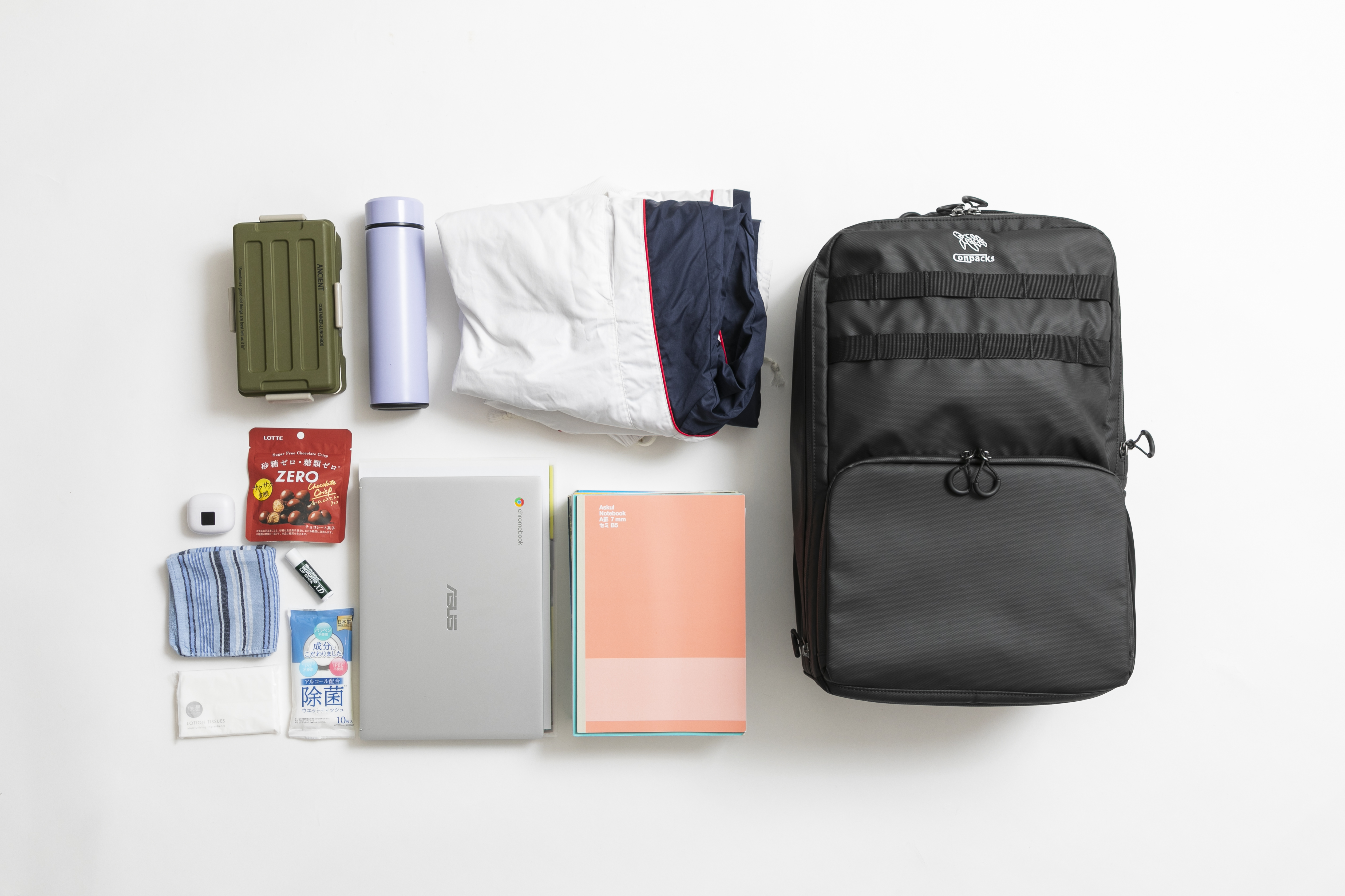 重い荷物を背負う様子